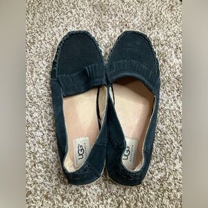 UGG Marrah Black Leather Loafer Moccasin Shoes Women's Size 10